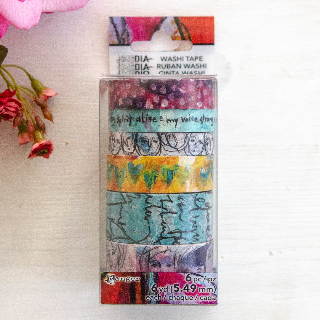 Dina Wakley Media Assorted Washi Tape - Collage Faces