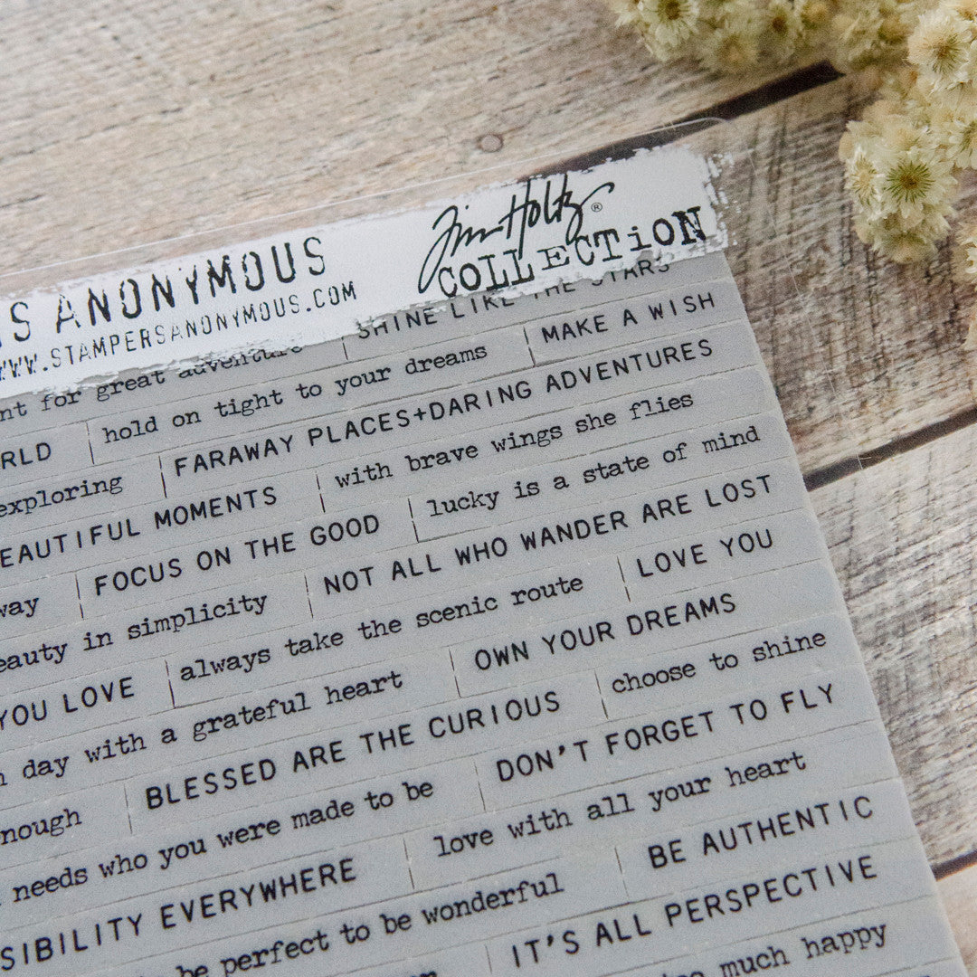 Set Francobolli Textura Stampers Anonymous Tim Holtz - Timbri In Gomma Con Scritte Piccole