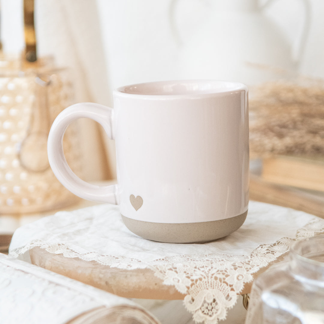Heart Pink Stoneware Coffee Mug