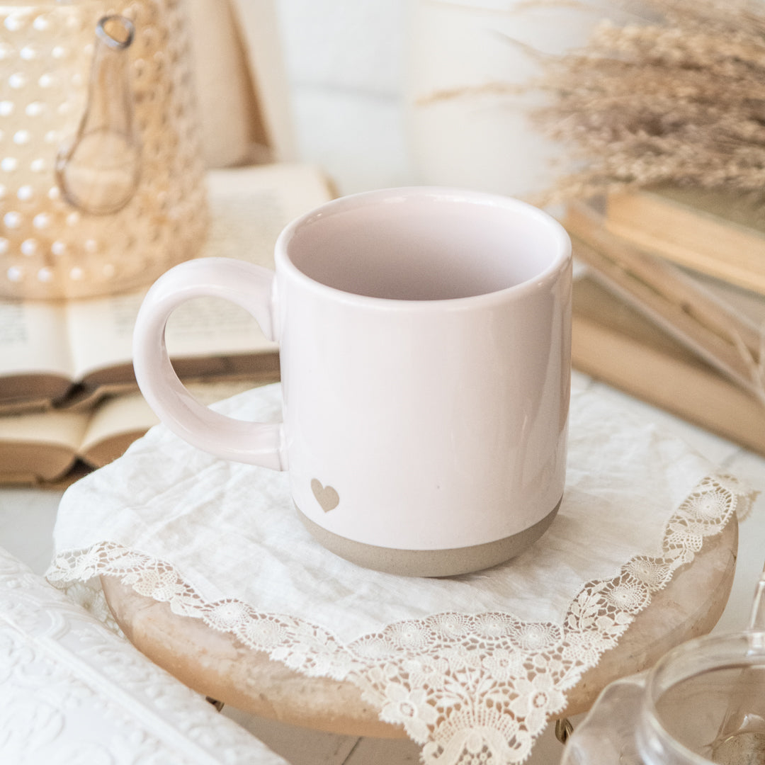 Heart Pink Stoneware Coffee Mug