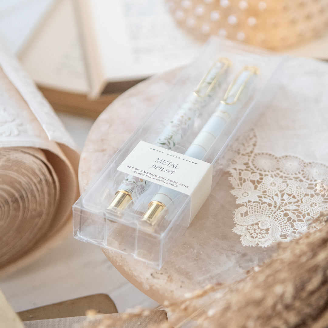 Floral Metal Pen Set