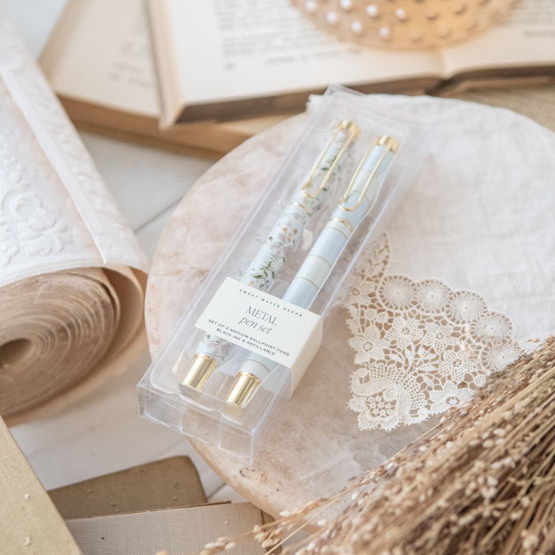 Floral Metal Pen Set