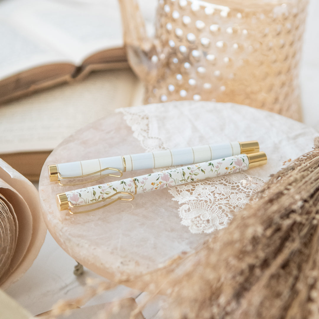 Floral Metal Pen Set