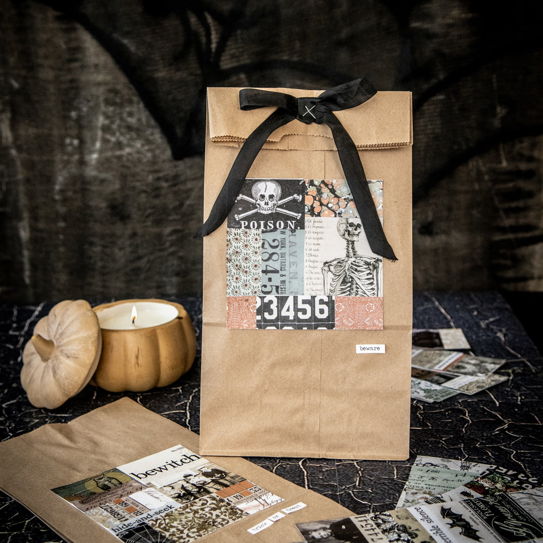A Spooky Take on Patchwork Paper Bags
