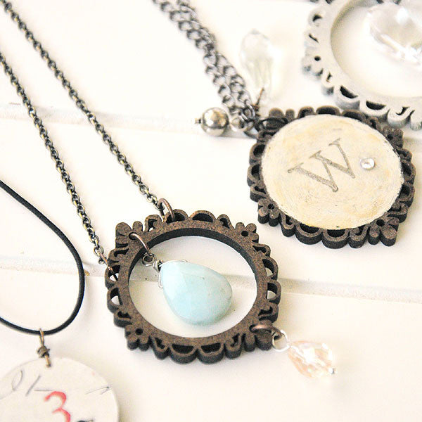 Hanging Hearts Cameo Framed Necklaces Project by Becky Shander