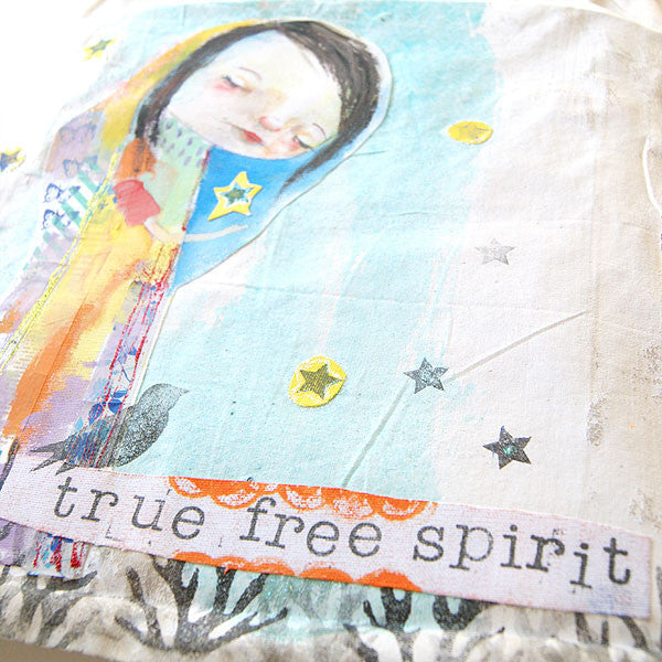 True Free Spirit Girl & Bird Canvas Tote Bags Project by Mindy Lacefield
