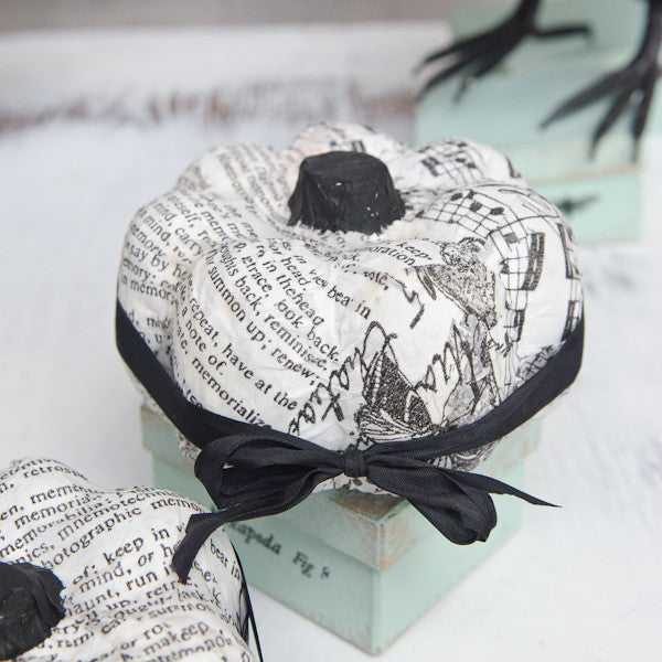 Black & White Decoupage Pumpkins
