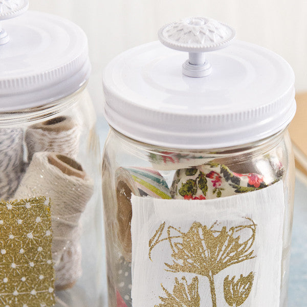 Get Organized: White and Gold Embossed Jars