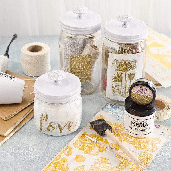Get Organized: White and Gold Embossed Jars