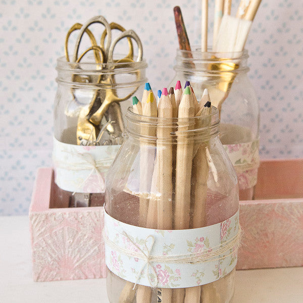 Shabby Chic Desk Décor Part 2: Desktop Storage with Mason Jars