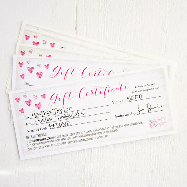 Gift Certificate — Valentine's Theme