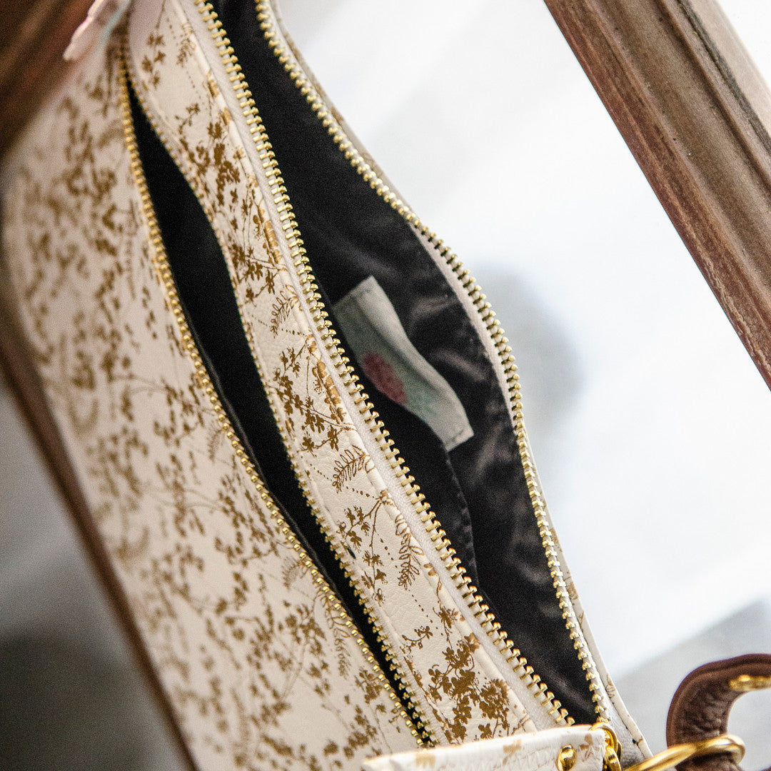 Gilded Flowers Crossbody Bag by Papaya Art