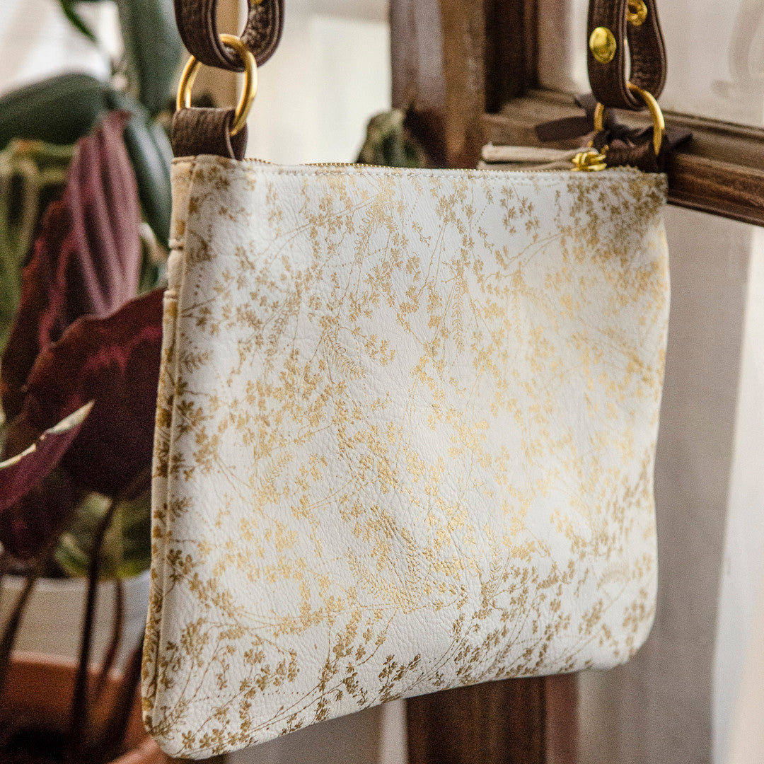 Gilded Flowers Crossbody Bag by Papaya Art