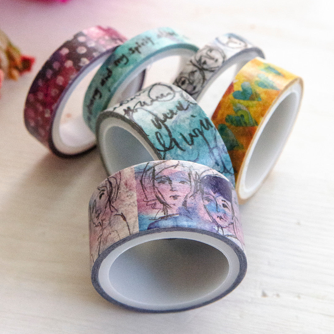 Dina Wakley Media Assorted Washi Tape - Collage Faces