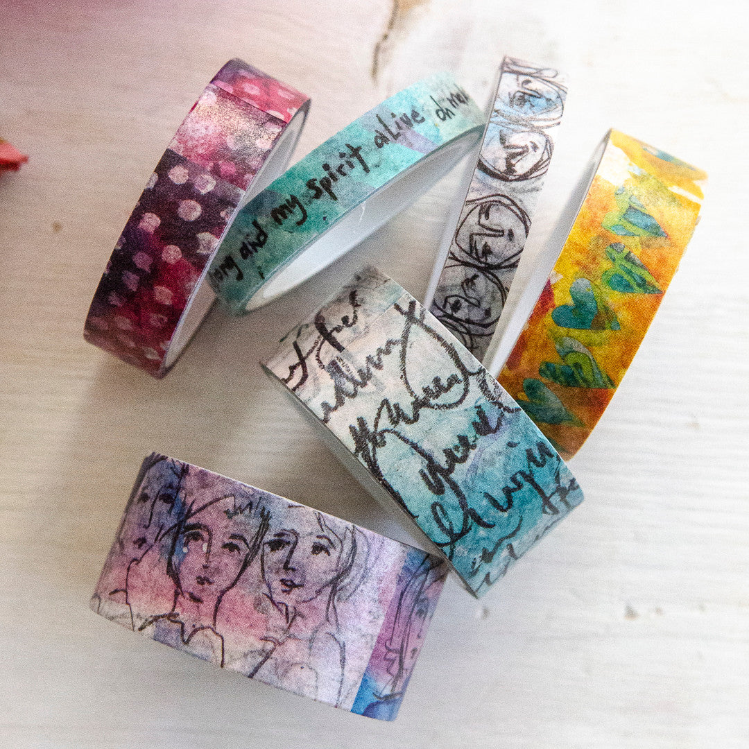 Dina Wakley Media Assorted Washi Tape - Collage Faces