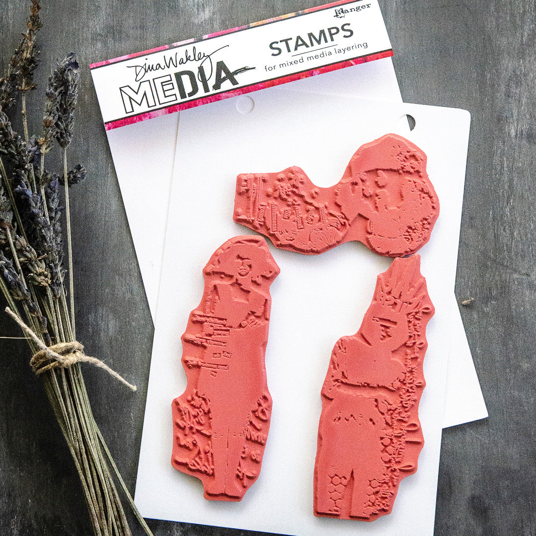 Dina Wakley Media Collaged Girls Stamp Set
