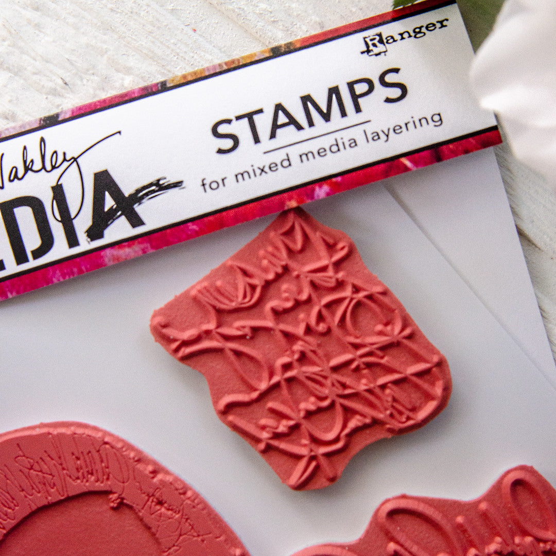 Dina Wakley Media Scribbled Text Elements Cling Stamp Set EXP