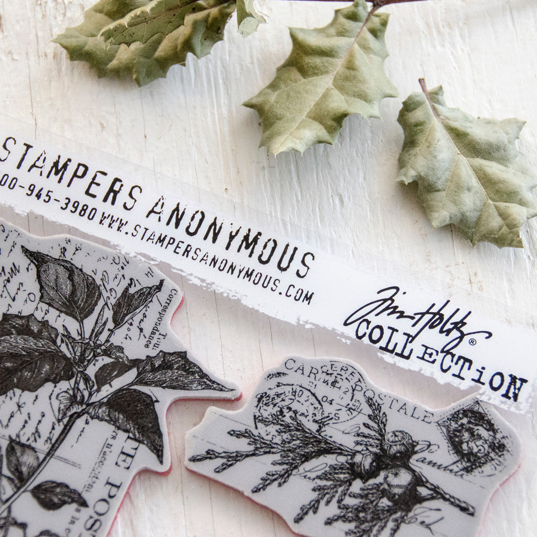 Tim Holtz Festive Collage Cling Mount Stamp Set