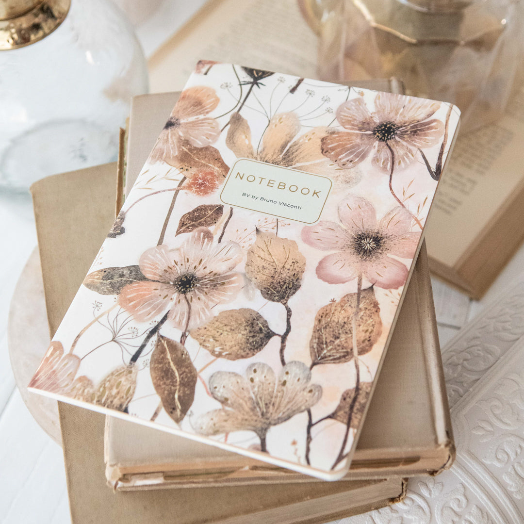Bruno Visconti Golden and Blush Flowers Notebook