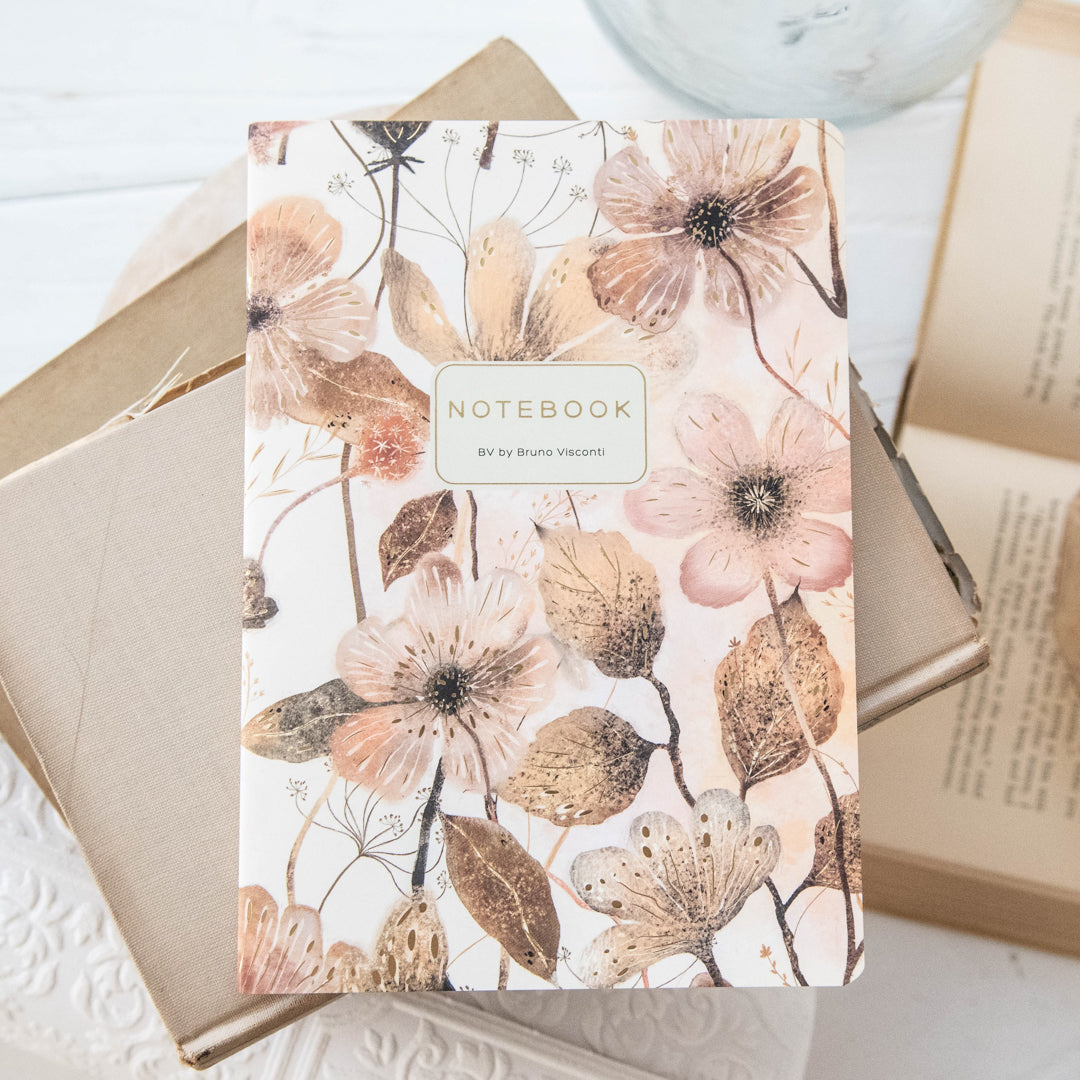 Bruno Visconti Golden and Blush Flowers Notebook