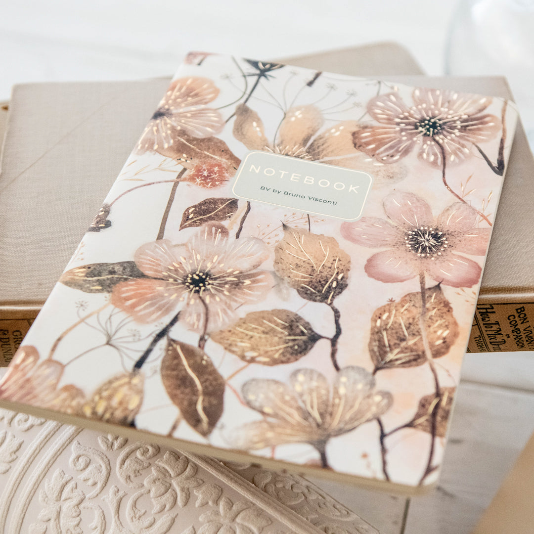 Bruno Visconti Golden and Blush Flowers Notebook