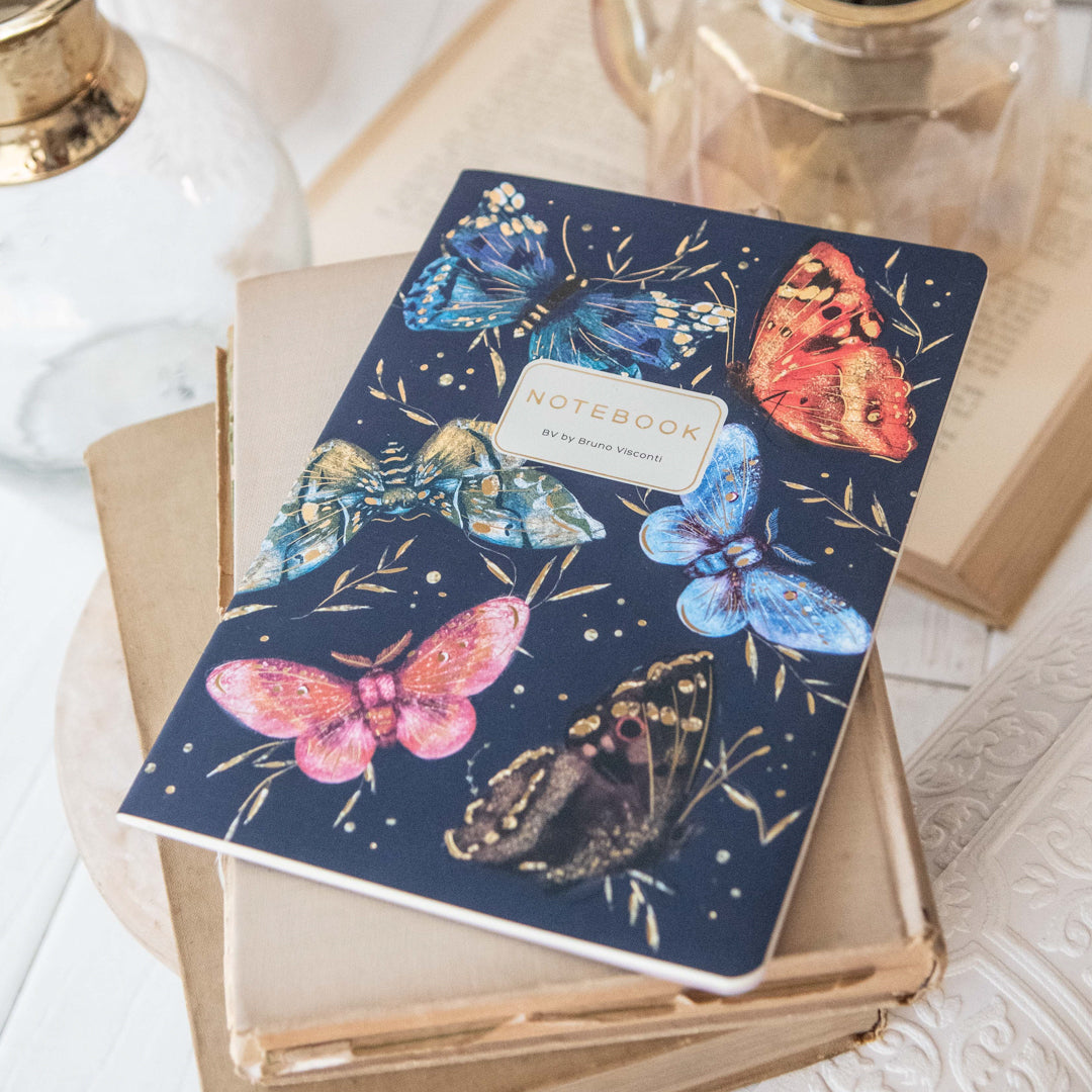 Bruno Visconti Butterflies on Blue Notebook