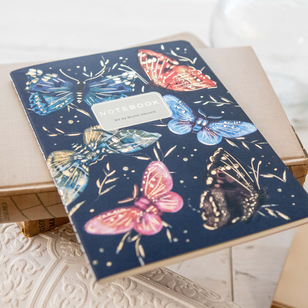 Bruno Visconti Butterflies on Blue Notebook