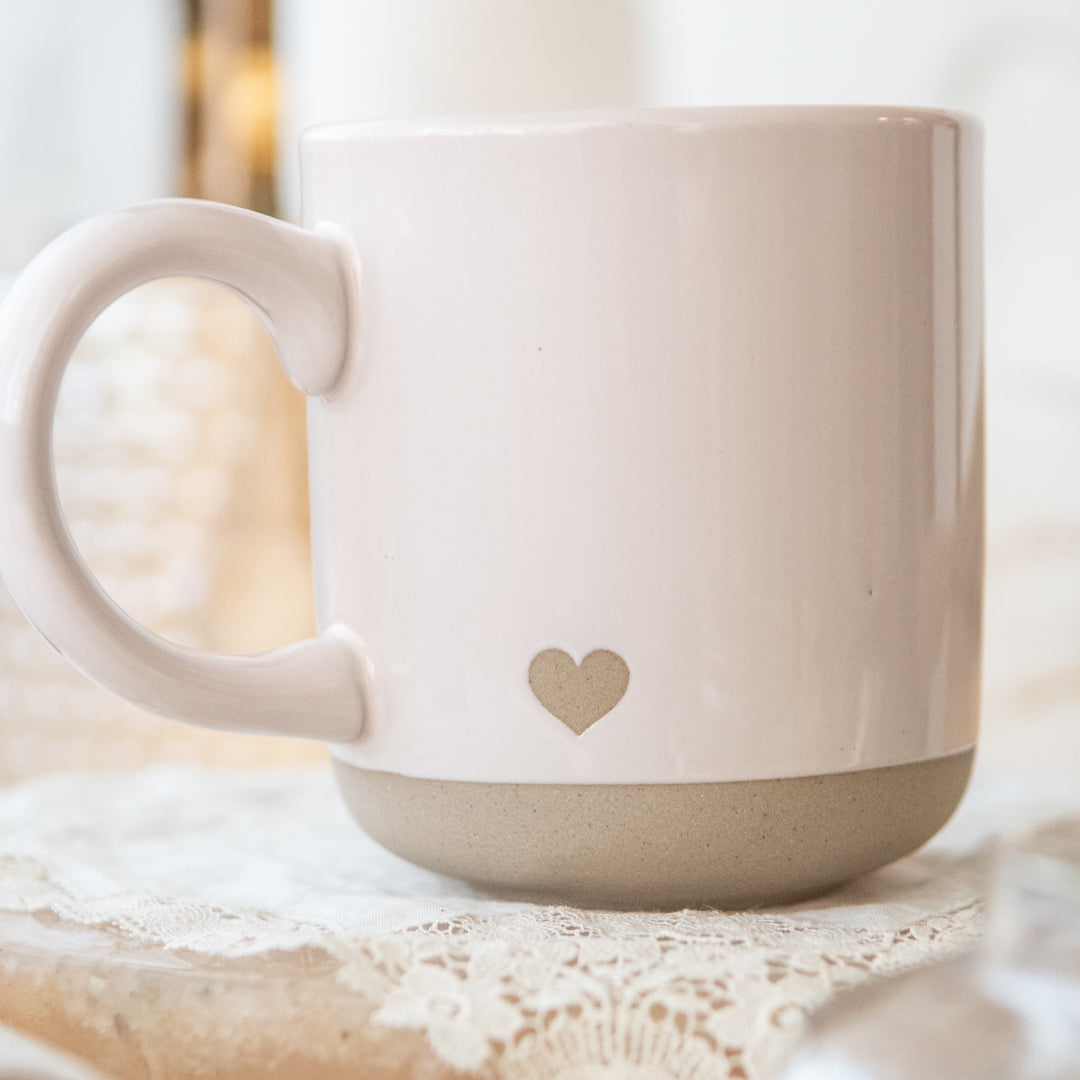 Heart Pink Stoneware Coffee Mug