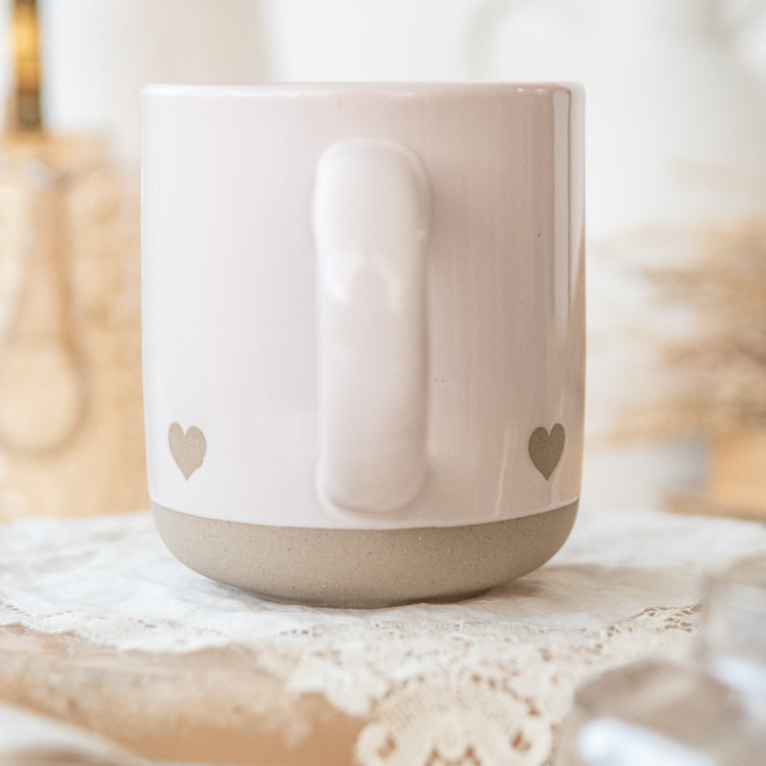 Heart Pink Stoneware Coffee Mug