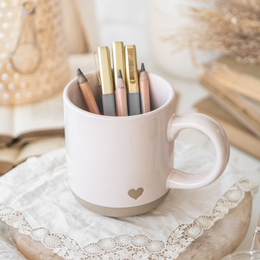 Heart Pink Stoneware Coffee Mug