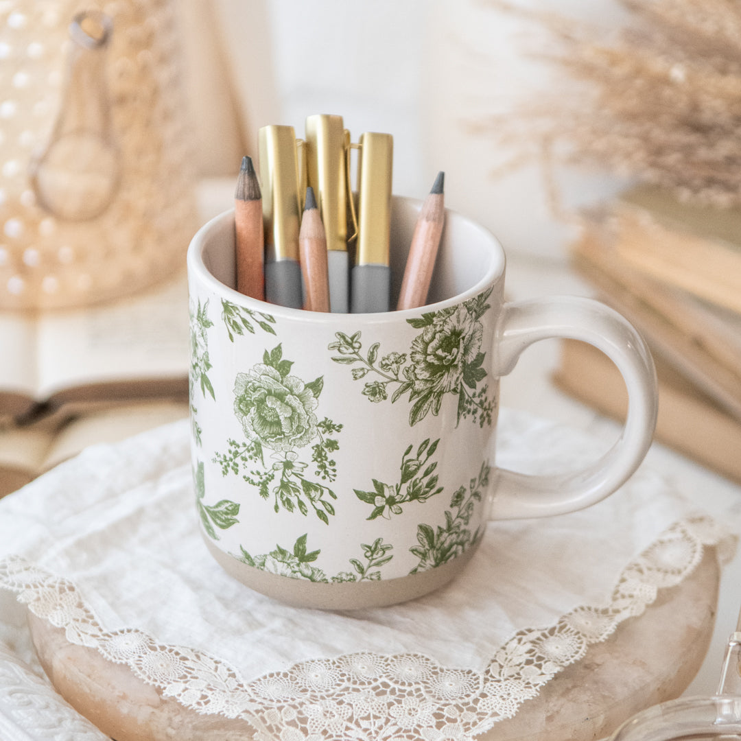 Green Delft Stoneware Mug