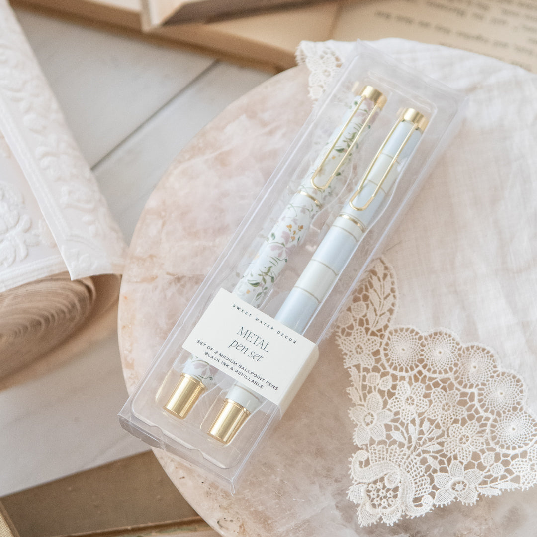 Floral Metal Pen Set