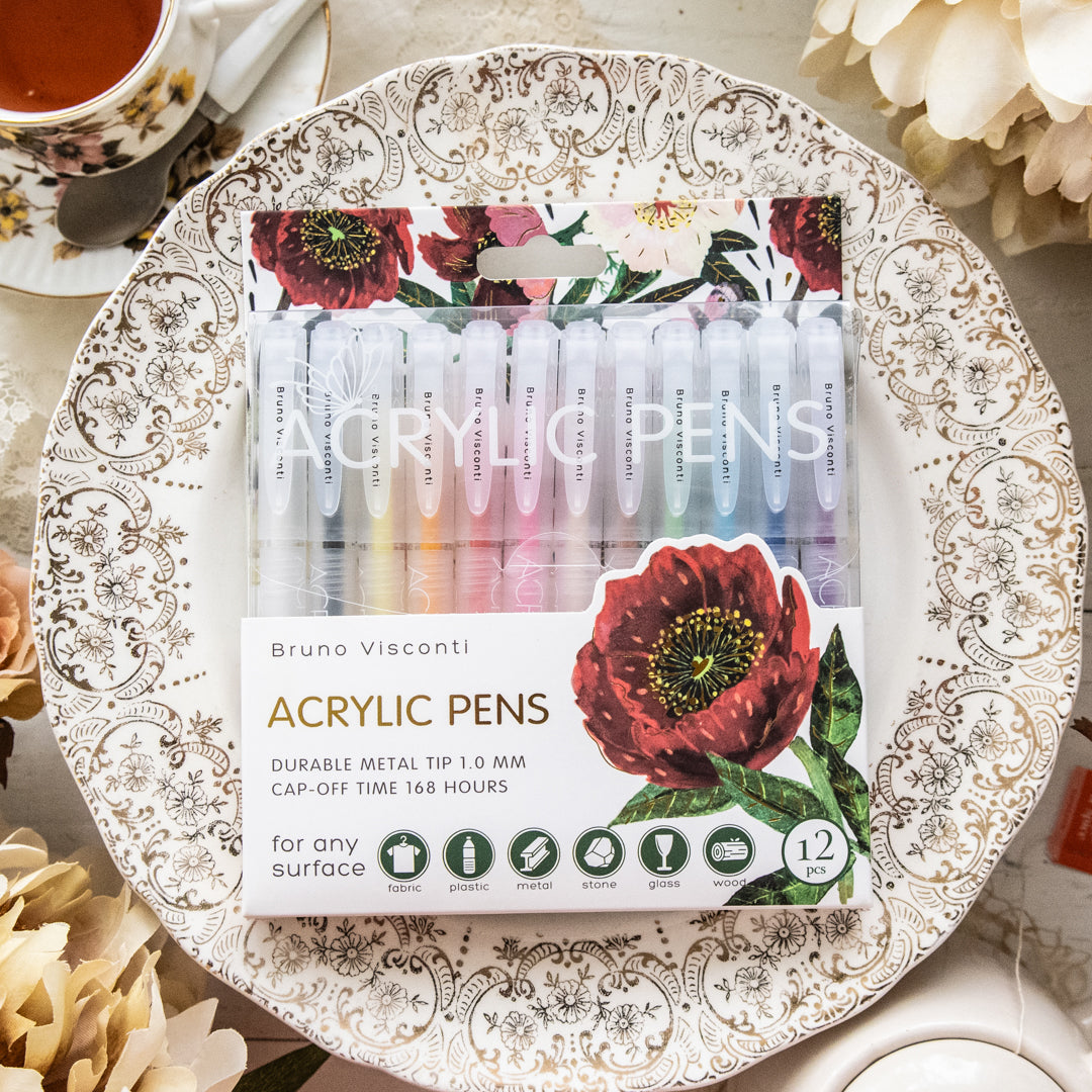 Bruno Visconti Acrylic Pens 12 Colors - Bloom