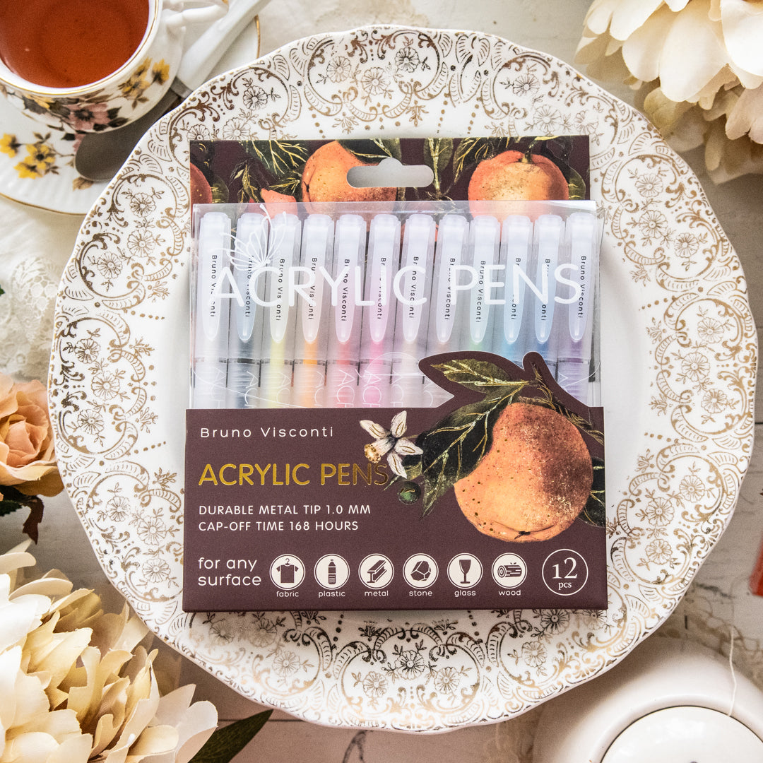 Bruno Visconti Acrylic Pens 12 Colors - Citrus
