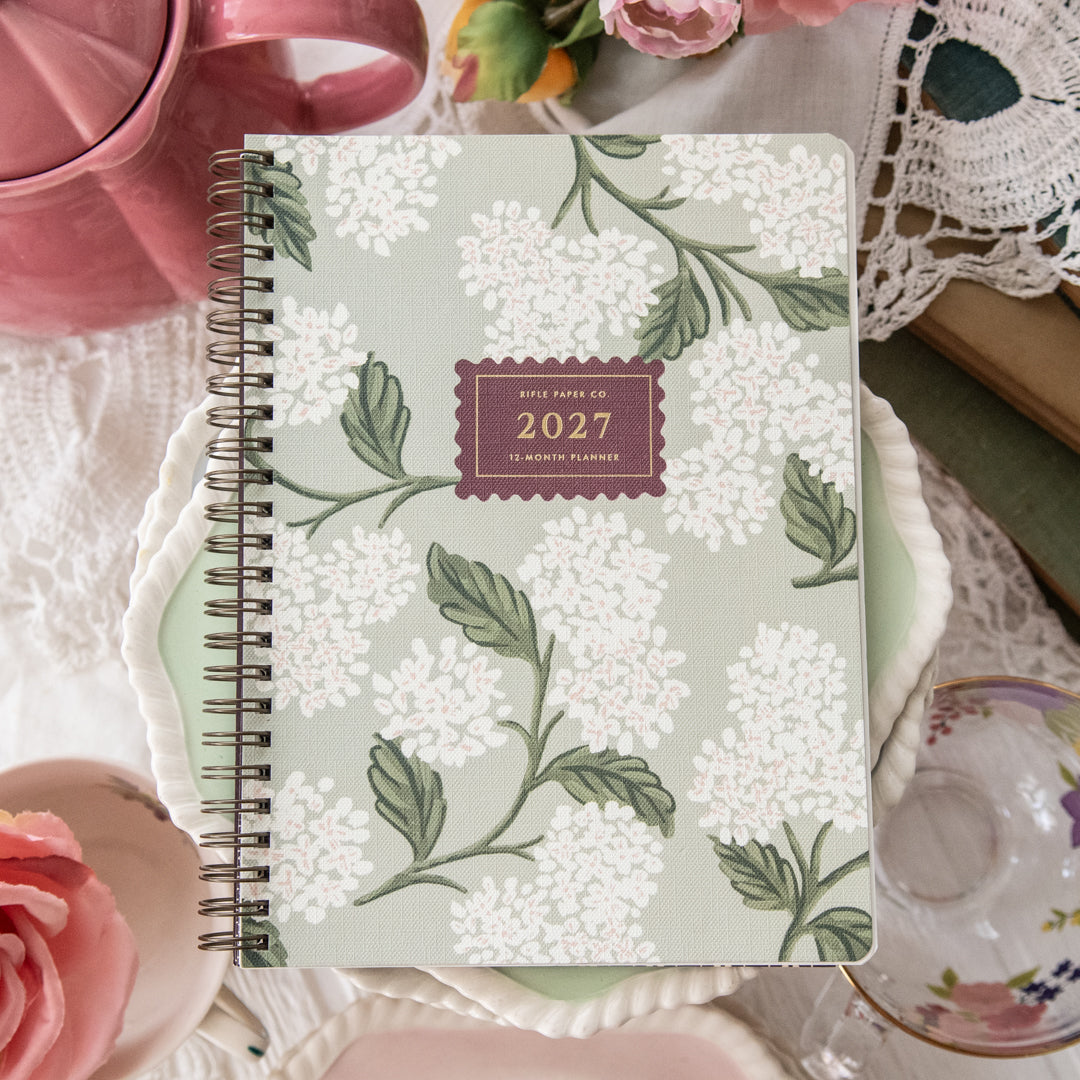 2027 Sage Hydrangea 12-Month Softcover Spiral Planner