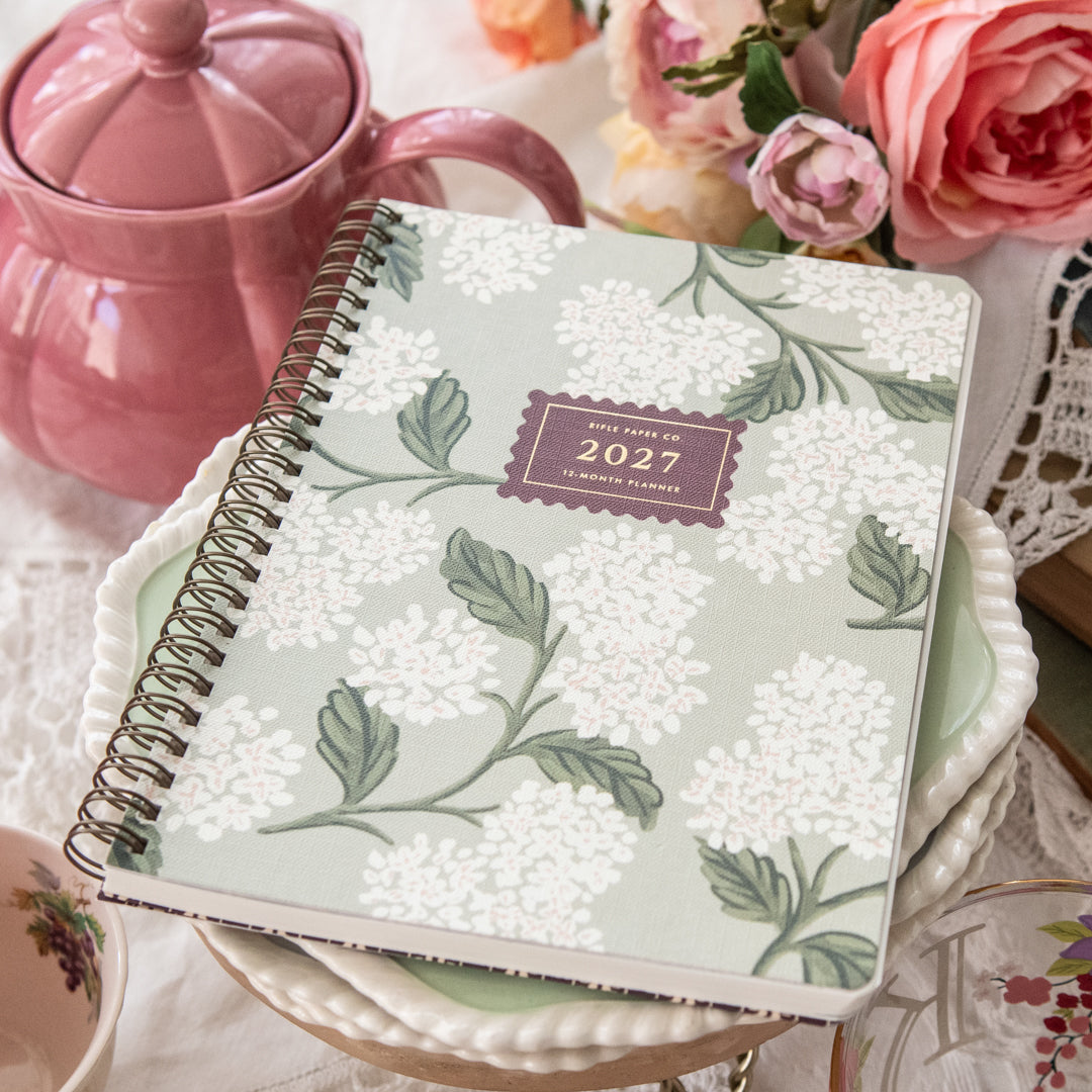 2027 Sage Hydrangea 12-Month Softcover Spiral Planner