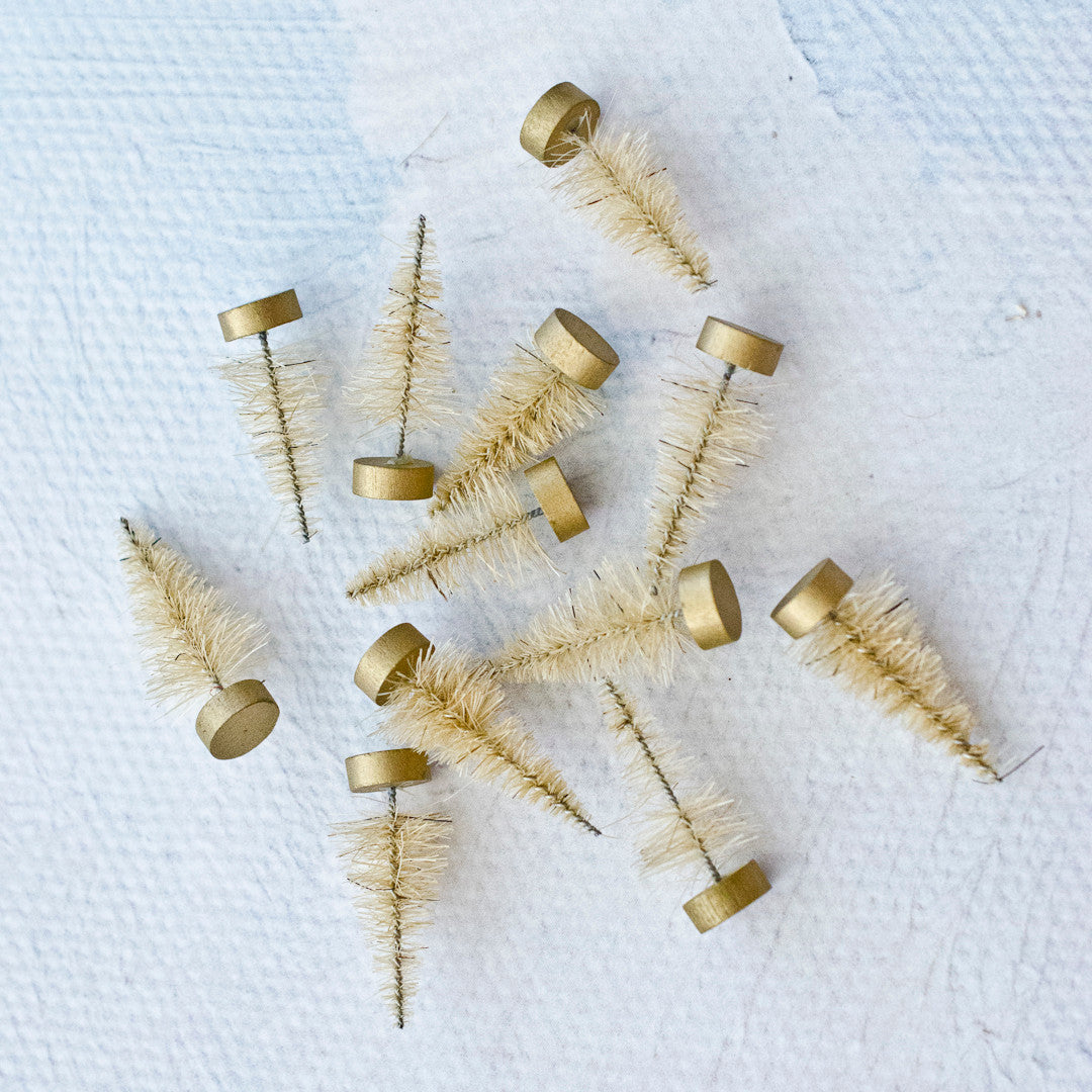 Miniature Antique White Bottle Brush Trees