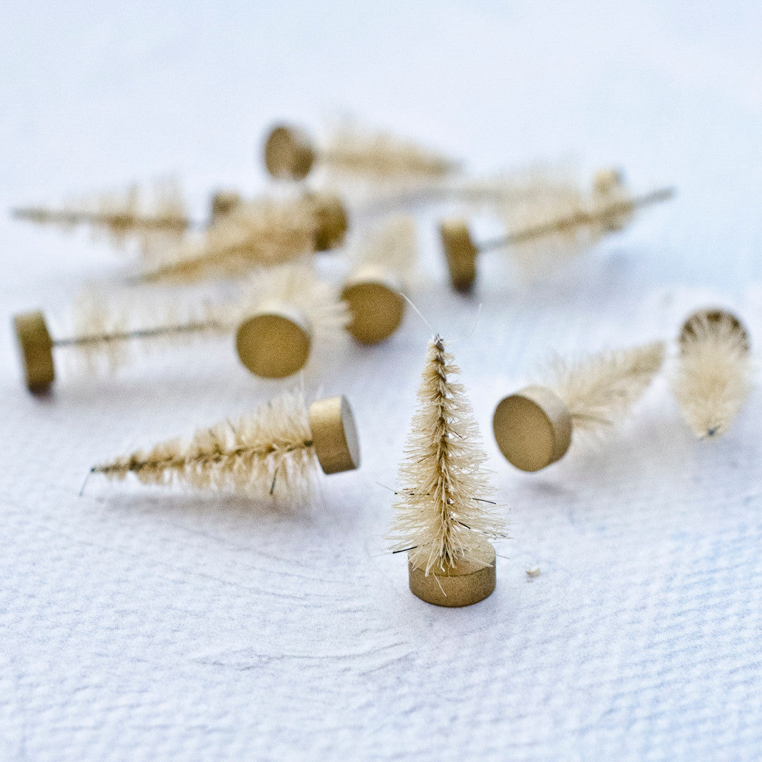 Miniature Antique White Bottle Brush Trees