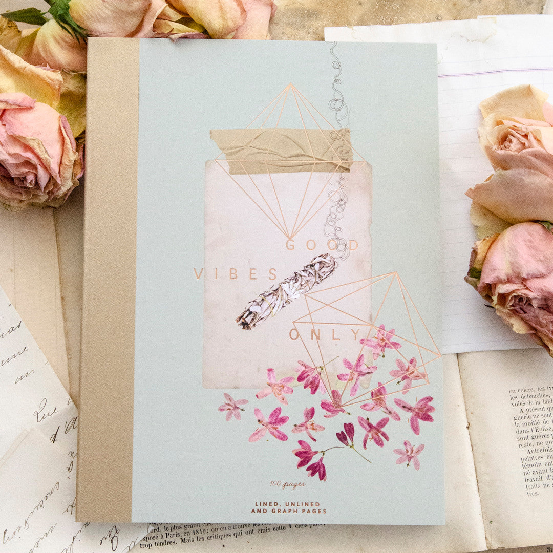 Good Vibes Only Clothbound Notebook by Papaya Art