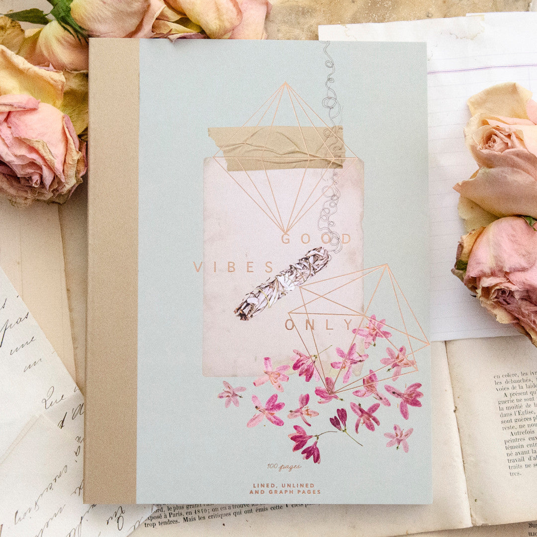 Good Vibes Only Clothbound Notebook by Papaya Art