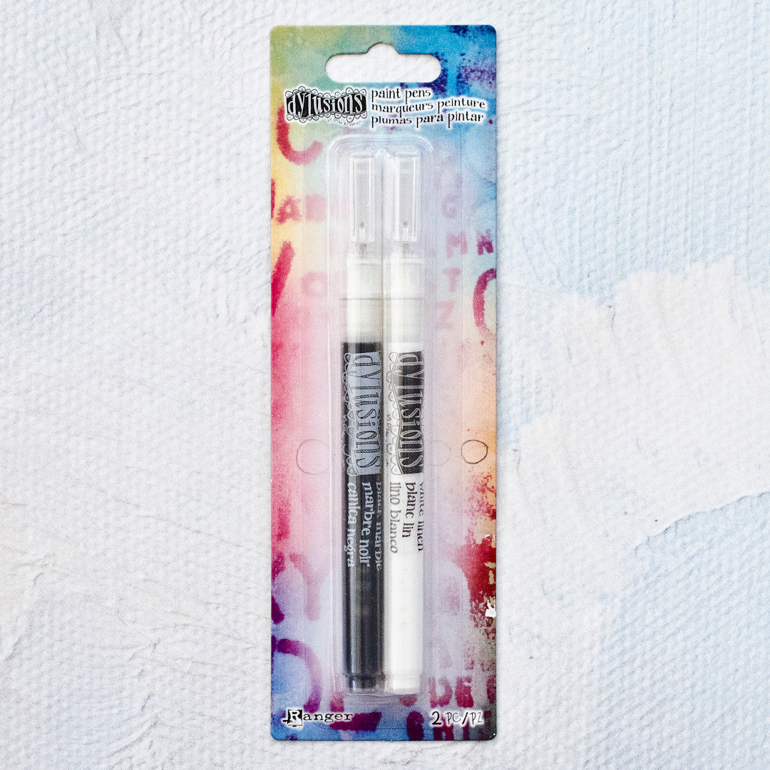 Dylusions Paint Pens Black and White, 2pc