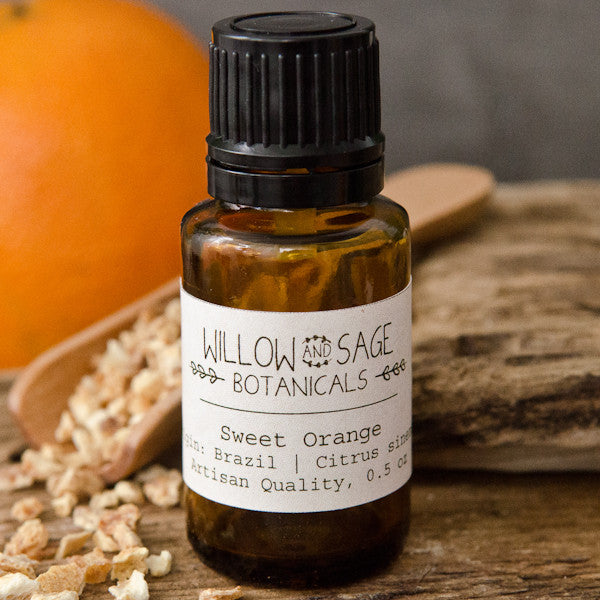 Sweet Orange Essential Oil by Willow and Sage Botanicals, 0.5 oz.