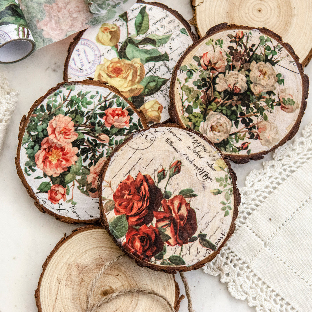DIY Collage Paper Coasters Made From Wood Scraps
