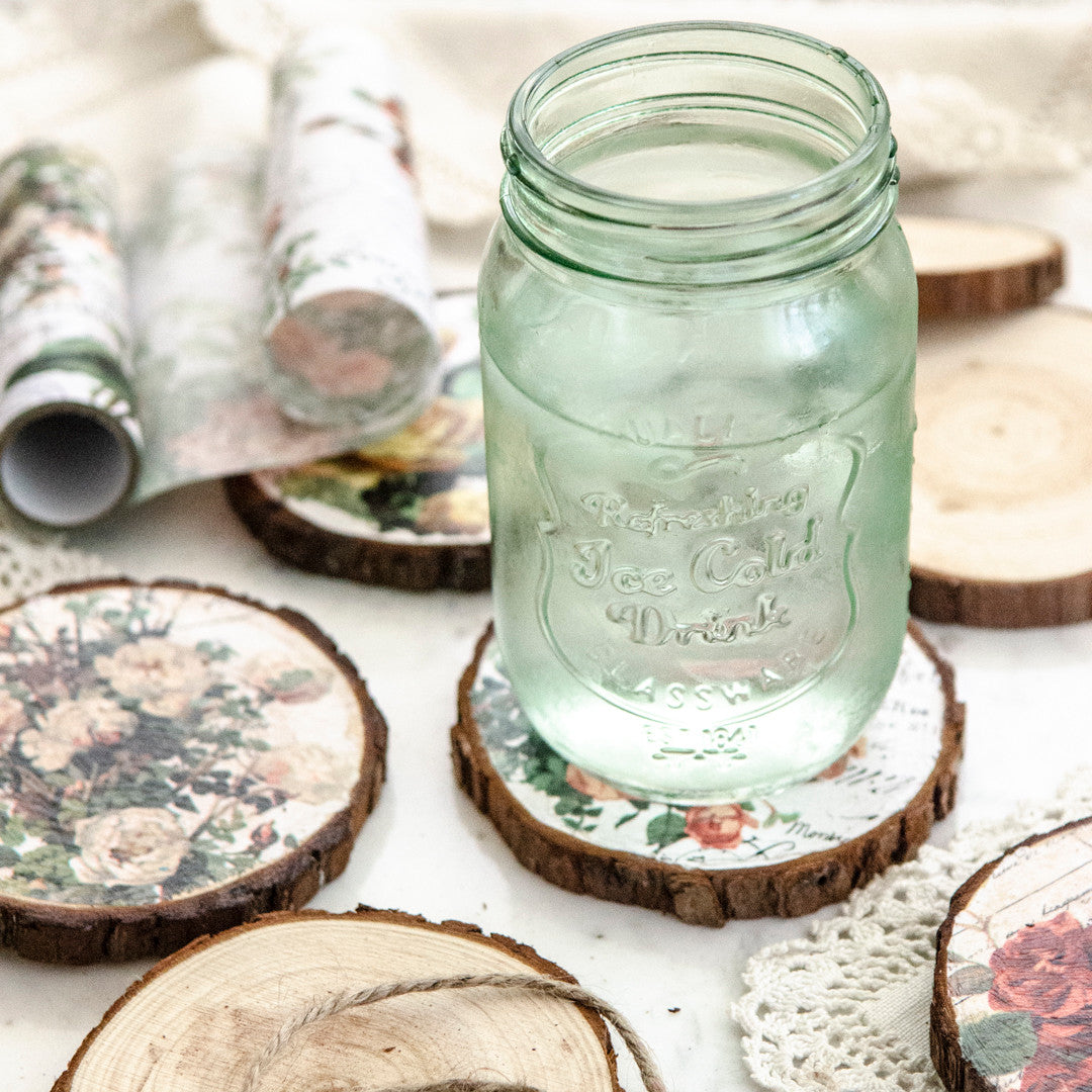 DIY Collage Paper Coasters Made From Wood Scraps