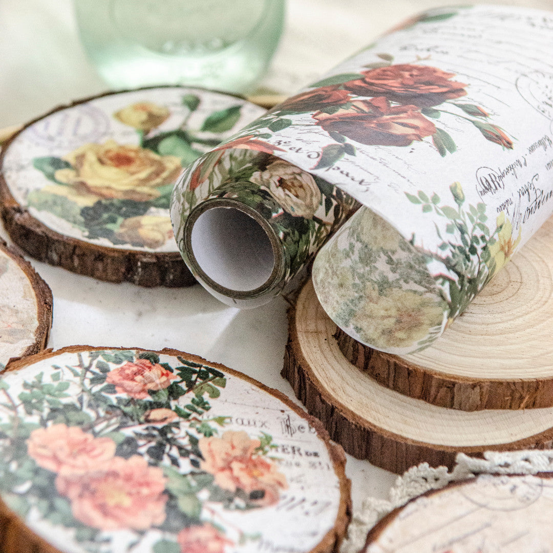 DIY Collage Paper Coasters Made From Wood Scraps