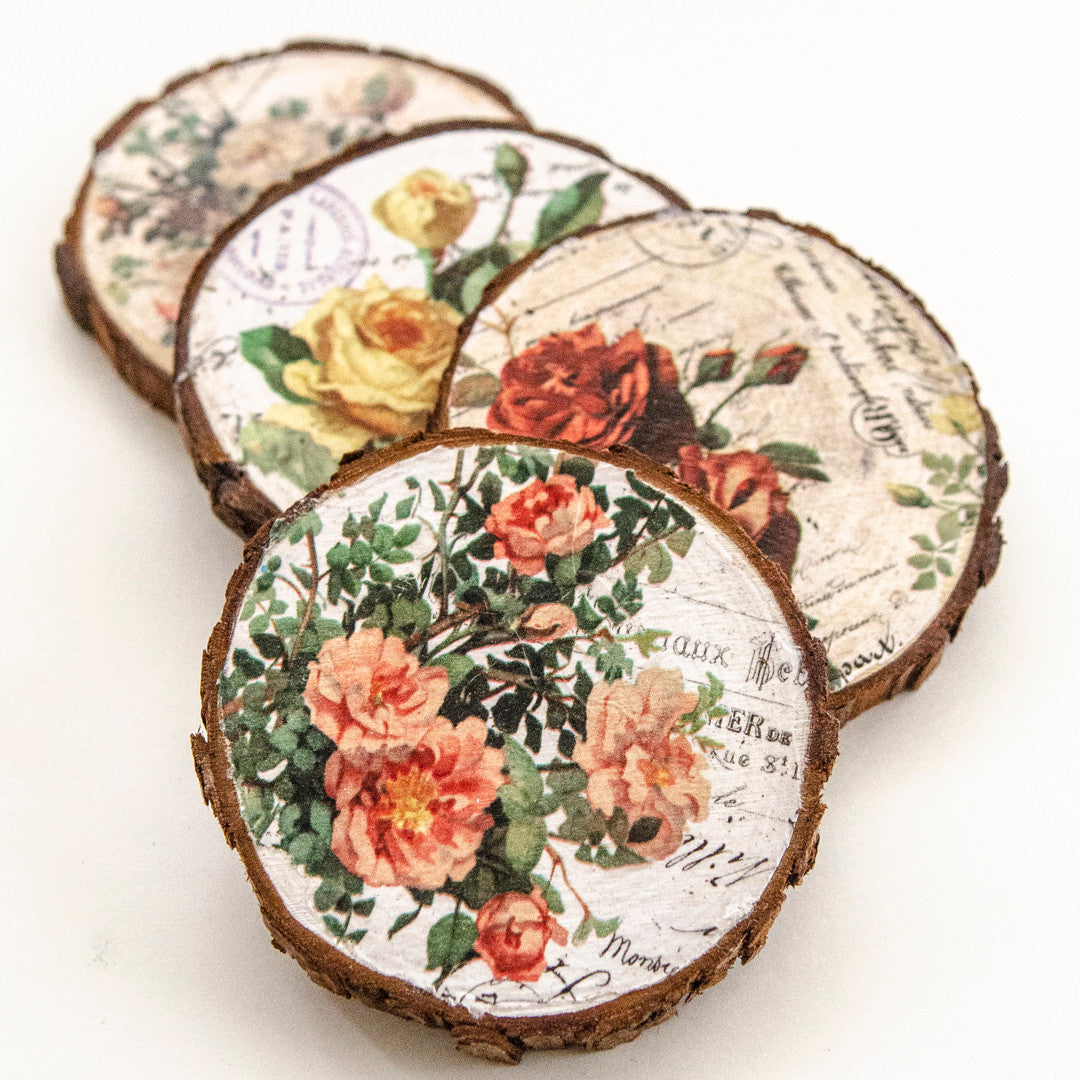 DIY Collage Paper Coasters Made From Wood Scraps