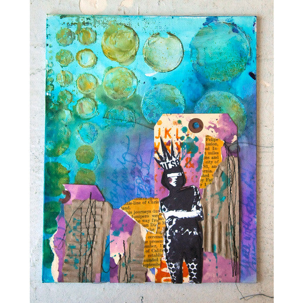 Art Canvases with Cling Mount Stamps Project by Dina Wakley