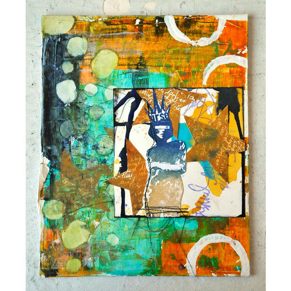 Art Canvases with Cling Mount Stamps Project by Dina Wakley