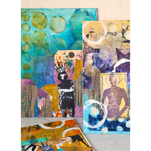 Art Canvases with Cling Mount Stamps Project by Dina Wakley