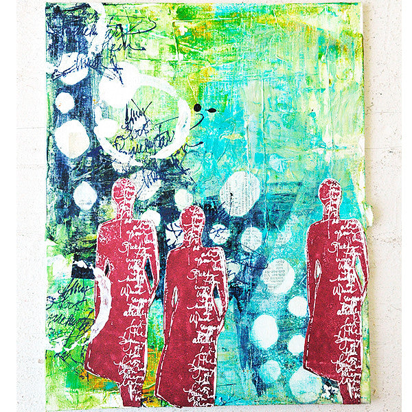 Colorful Canvases with Cling Mount Stamps Project by Dina Wakley